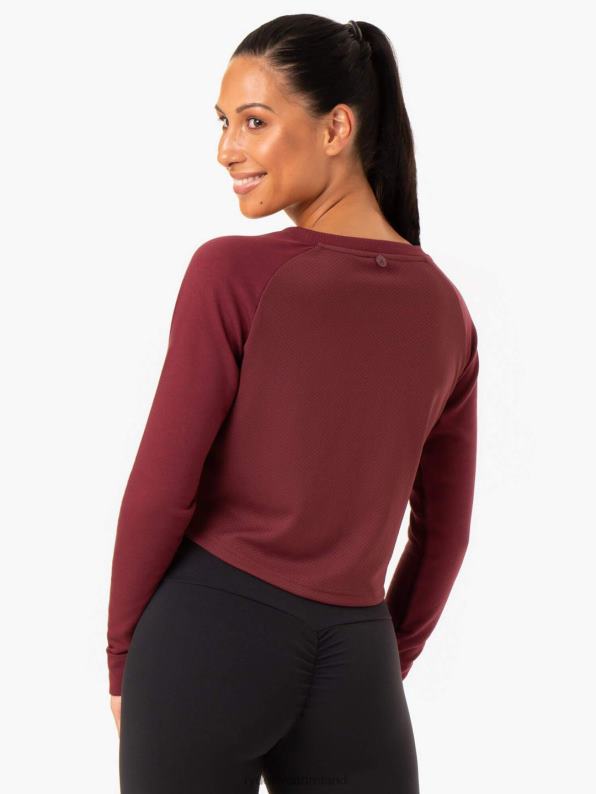 Ryderwear Staples Cropped Sweater Burgundy Women Clothing 4Z2T1021