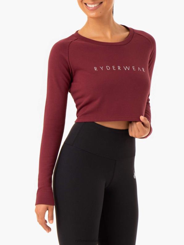 Ryderwear Staples Cropped Sweater Burgundy Women Clothing 4Z2T1021