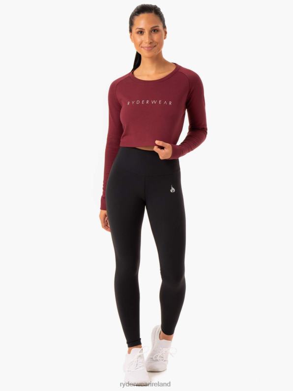 Ryderwear Staples Cropped Sweater Burgundy Women Clothing 4Z2T1021