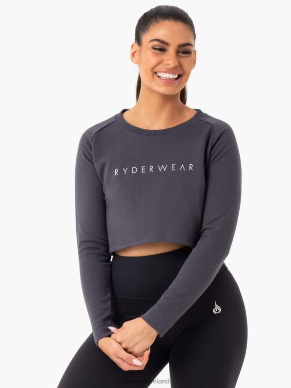 Ryderwear Staples Cropped Sweater Charcoal Women Clothing 4Z2T1018