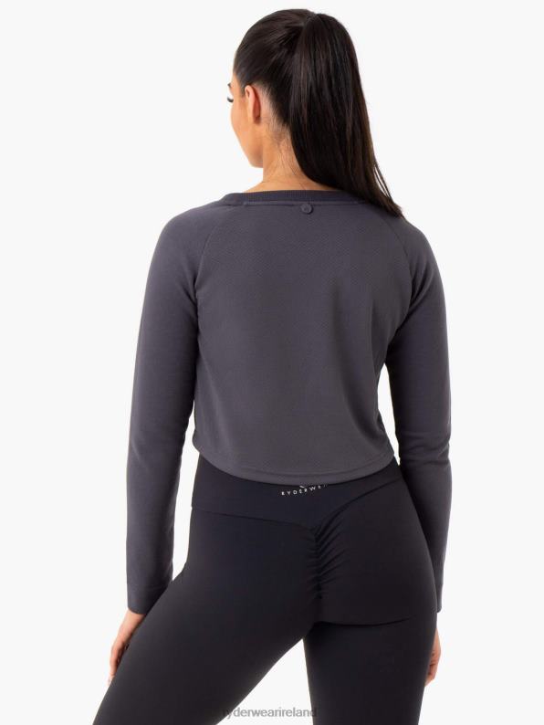 Ryderwear Staples Cropped Sweater Charcoal Women Clothing 4Z2T1018