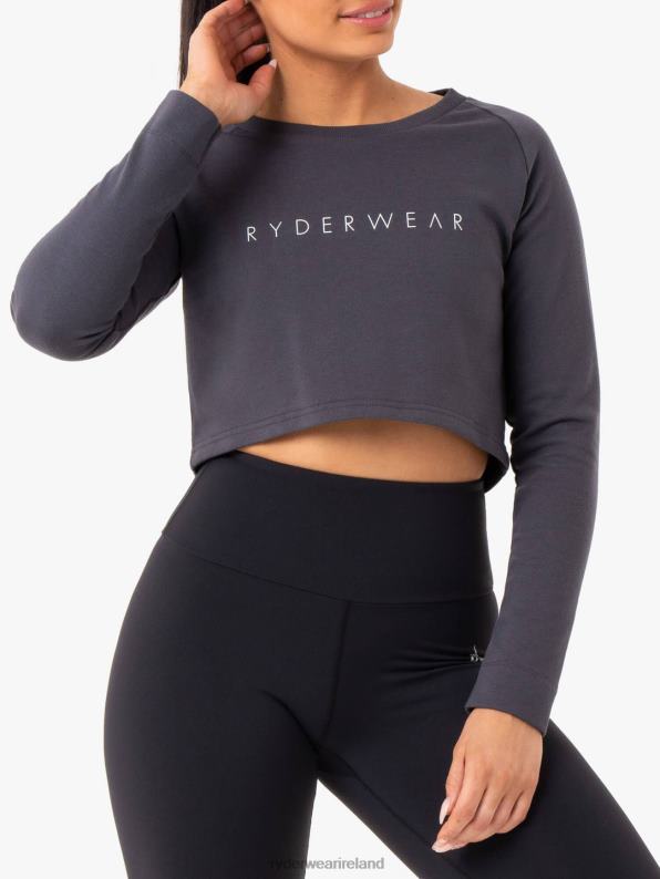 Ryderwear Staples Cropped Sweater Charcoal Women Clothing 4Z2T1018