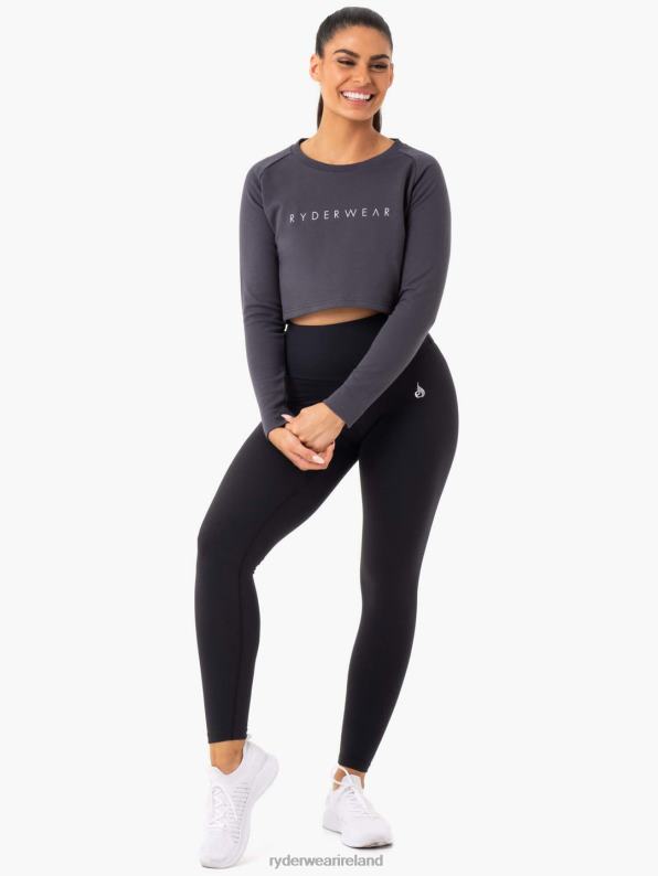 Ryderwear Staples Cropped Sweater Charcoal Women Clothing 4Z2T1018
