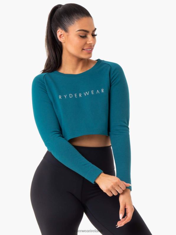 Ryderwear Staples Cropped Sweater Emerald Women Clothing 4Z2T1023