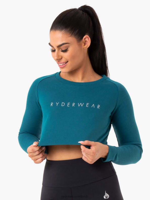 Ryderwear Staples Cropped Sweater Emerald Women Clothing 4Z2T1023