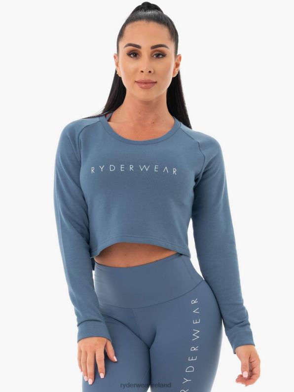 Ryderwear Staples Cropped Sweater Steel Blue Women Clothing 4Z2T1098