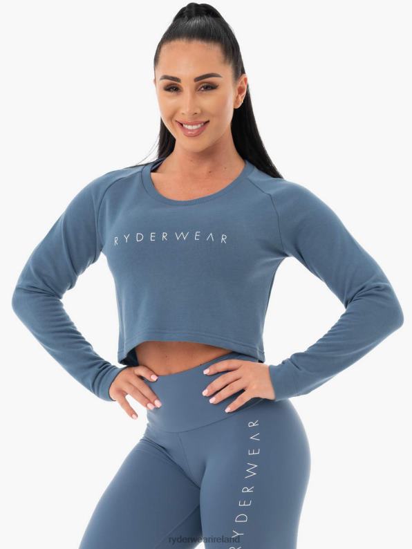 Ryderwear Staples Cropped Sweater Steel Blue Women Clothing 4Z2T1098