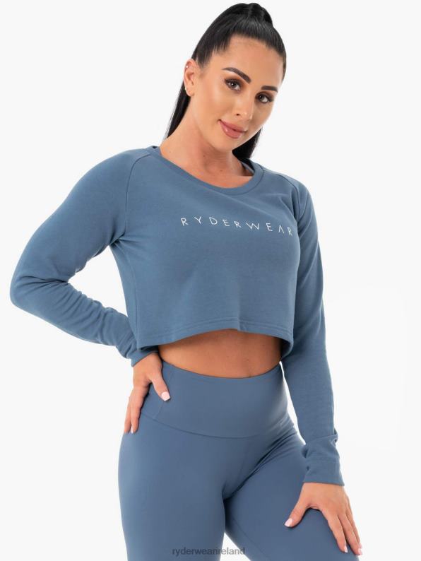 Ryderwear Staples Cropped Sweater Steel Blue Women Clothing 4Z2T1098