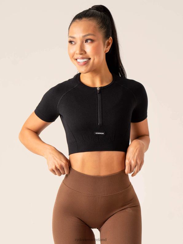 Ryderwear Circuit Rib Seamless T-Shirt Black Women Clothing 4Z2T829
