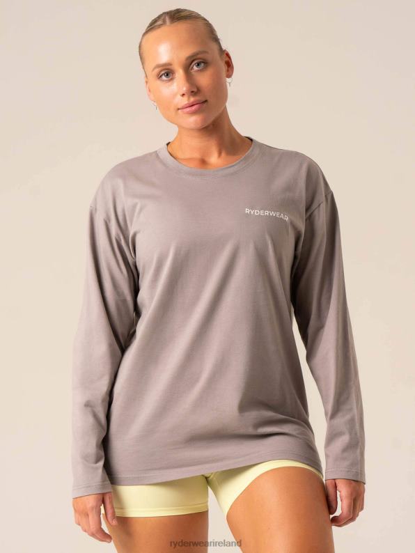 Ryderwear Embody Oversized Long Sleeve T-Shirt Steel Grey Women Clothing 4Z2T740