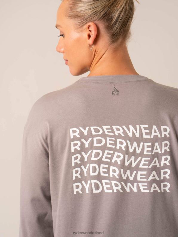 Ryderwear Embody Oversized Long Sleeve T-Shirt Steel Grey Women Clothing 4Z2T740