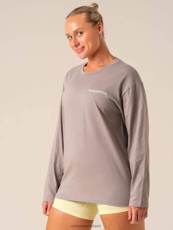 Ryderwear Embody Oversized Long Sleeve T-Shirt Steel Grey Women Clothing 4Z2T740