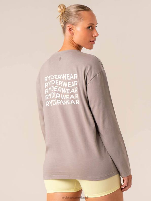 Ryderwear Embody Oversized Long Sleeve T-Shirt Steel Grey Women Clothing 4Z2T740