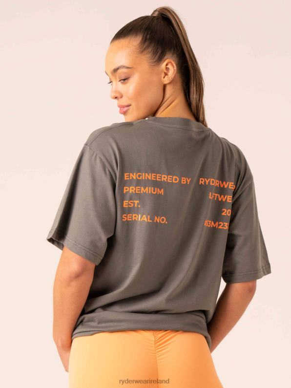 Ryderwear Industry Oversized T-Shirt Charcoal Women Clothing 4Z2T754