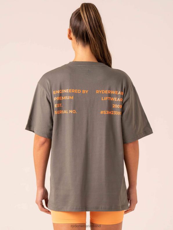 Ryderwear Industry Oversized T-Shirt Charcoal Women Clothing 4Z2T754