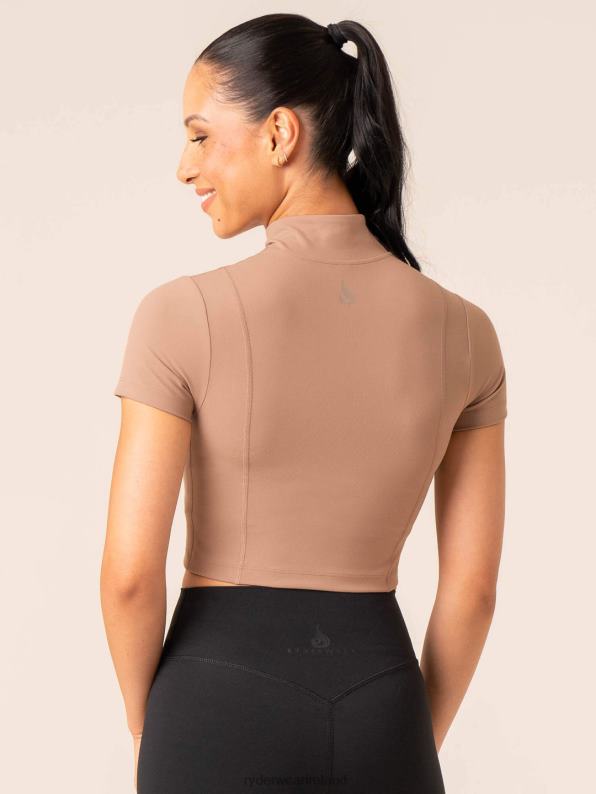 Ryderwear Nkd Half Zip Fitted T-Shirt Taupe Women Clothing 4Z2T773