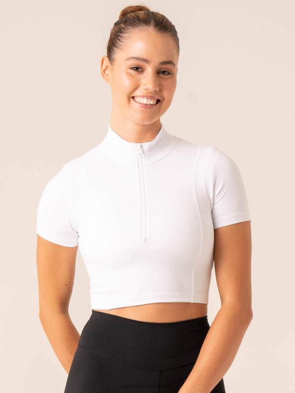 Ryderwear Nkd Half Zip Fitted T-Shirt White Women Clothing 4Z2T772