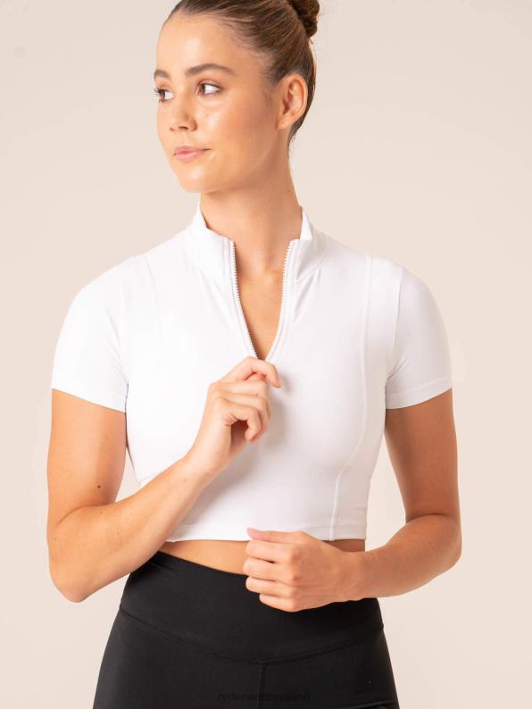 Ryderwear Nkd Half Zip Fitted T-Shirt White Women Clothing 4Z2T772