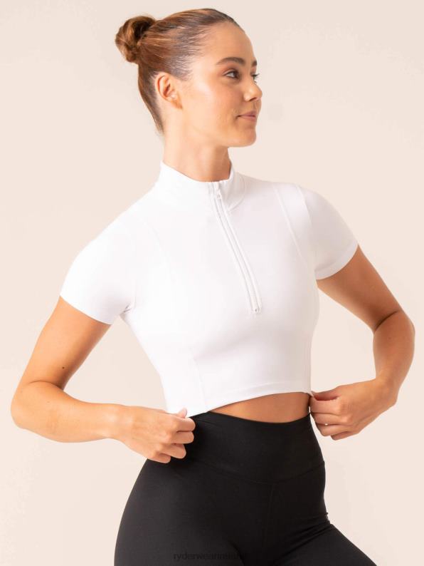 Ryderwear Nkd Half Zip Fitted T-Shirt White Women Clothing 4Z2T772