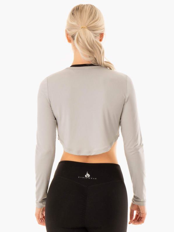 Ryderwear Revival Long Sleeve Mesh T-Shirt Grey Women Clothing 4Z2T896