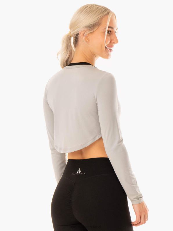 Ryderwear Revival Long Sleeve Mesh T-Shirt Grey Women Clothing 4Z2T896