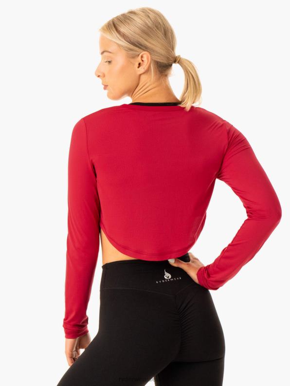 Ryderwear Revival Long Sleeve Mesh T-Shirt Red Women Clothing 4Z2T898