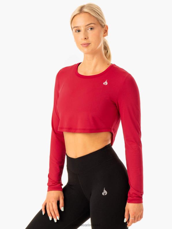 Ryderwear Revival Long Sleeve Mesh T-Shirt Red Women Clothing 4Z2T898