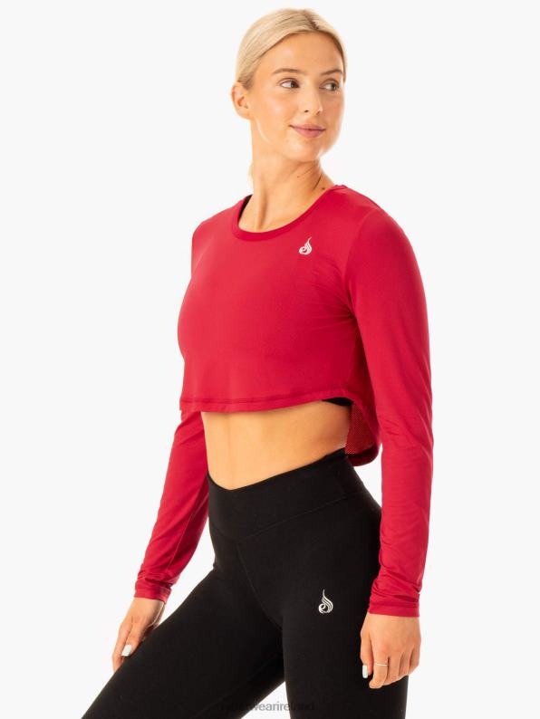 Ryderwear Revival Long Sleeve Mesh T-Shirt Red Women Clothing 4Z2T898