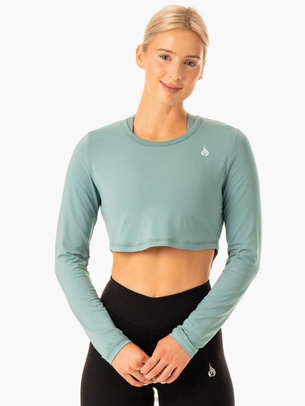 Ryderwear Revival Long Sleeve Mesh T-Shirt Sage Green Women Clothing 4Z2T899
