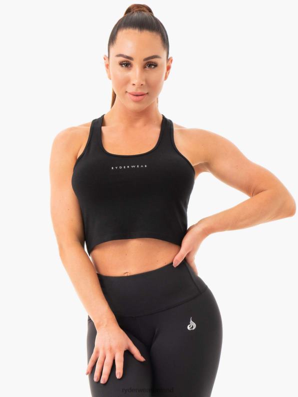 Ryderwear Cropped Racer Back Tank Black Women Clothing 4Z2T1087