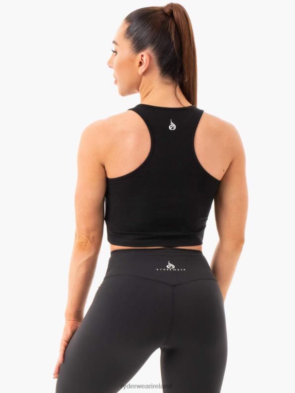 Ryderwear Cropped Racer Back Tank Black Women Clothing 4Z2T1087
