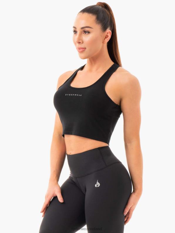 Ryderwear Cropped Racer Back Tank Black Women Clothing 4Z2T1087