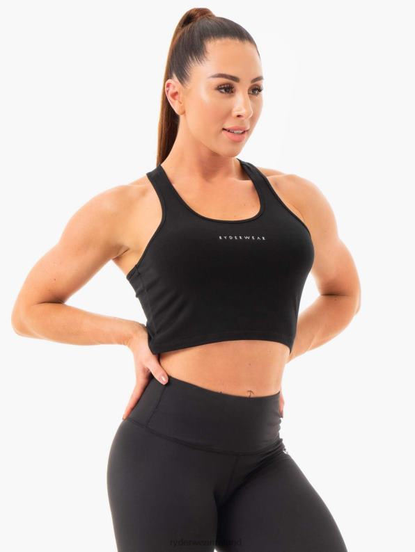 Ryderwear Cropped Racer Back Tank Black Women Clothing 4Z2T1087