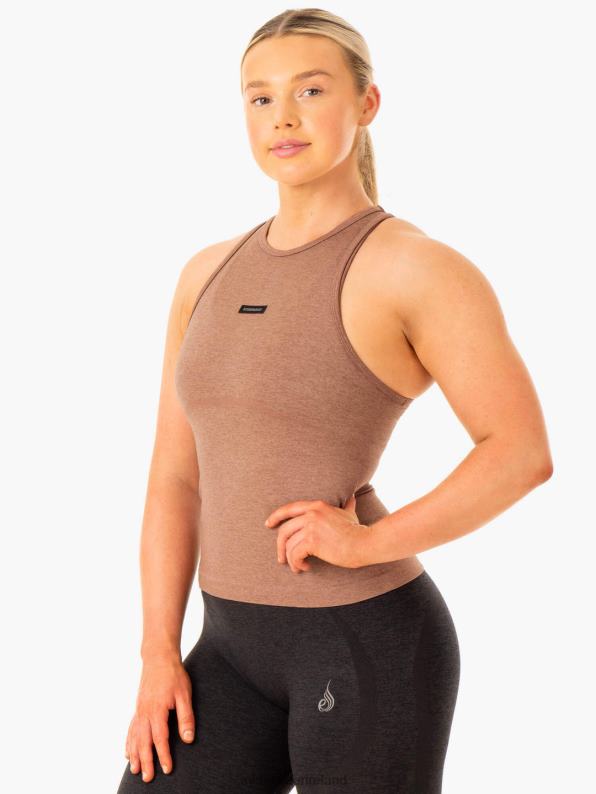 Ryderwear Excel Seamless Mid Length Tank Mocha Marl Women Clothing 4Z2T879