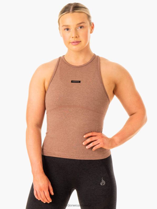 Ryderwear Excel Seamless Mid Length Tank Mocha Marl Women Clothing 4Z2T879