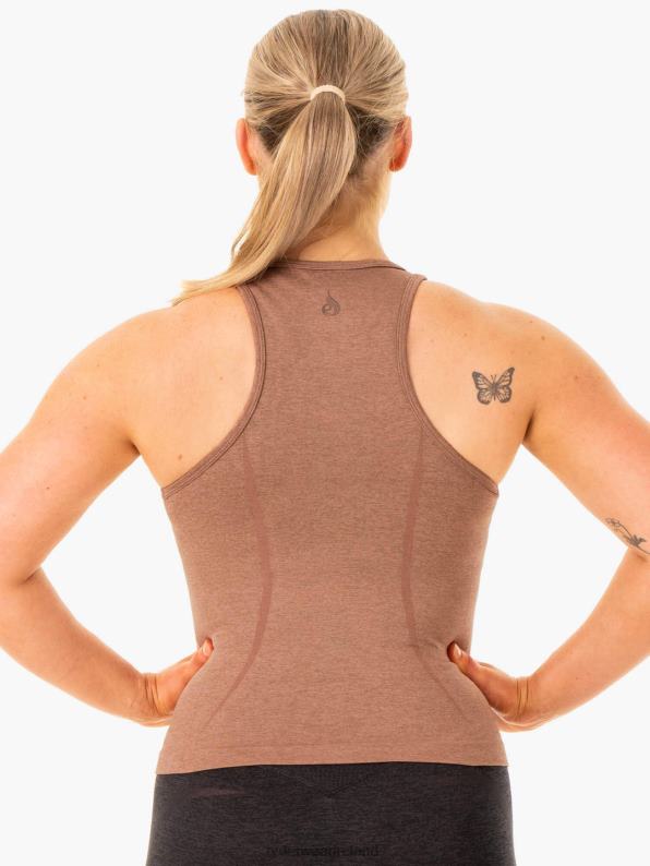 Ryderwear Excel Seamless Mid Length Tank Mocha Marl Women Clothing 4Z2T879