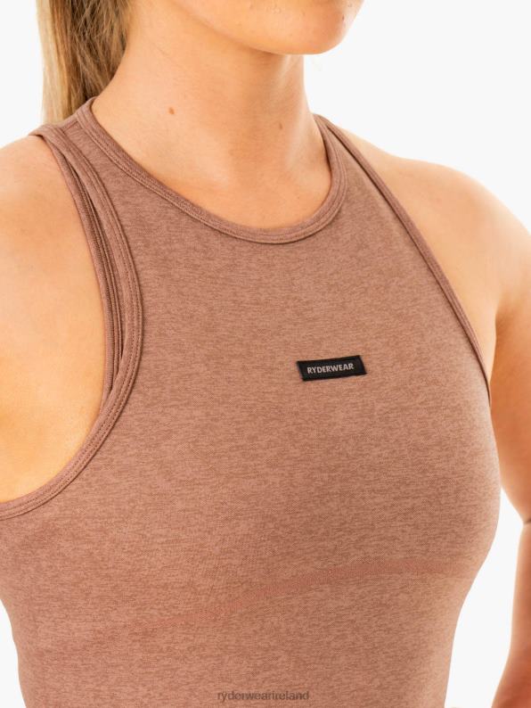 Ryderwear Excel Seamless Mid Length Tank Mocha Marl Women Clothing 4Z2T879
