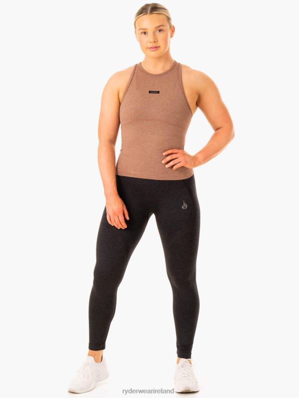 Ryderwear Excel Seamless Mid Length Tank Mocha Marl Women Clothing 4Z2T879