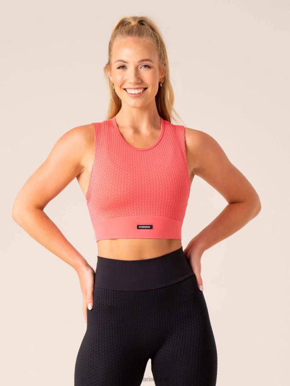 Ryderwear Honeycomb Seamless Tank Coral Pink Women Clothing 4Z2T817