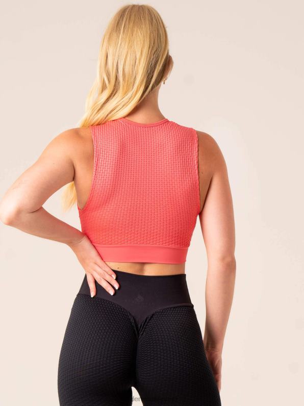 Ryderwear Honeycomb Seamless Tank Coral Pink Women Clothing 4Z2T817