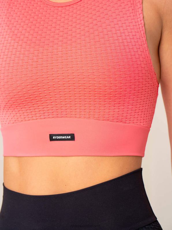 Ryderwear Honeycomb Seamless Tank Coral Pink Women Clothing 4Z2T817
