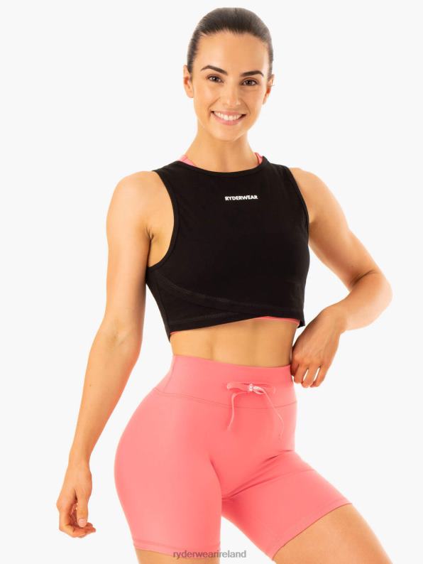 Ryderwear Replay Cross Over Tank Black Women Clothing 4Z2T924