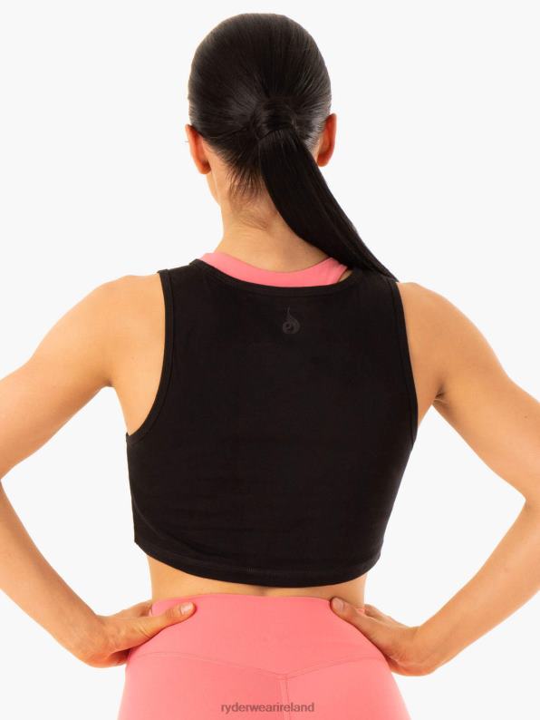 Ryderwear Replay Cross Over Tank Black Women Clothing 4Z2T924