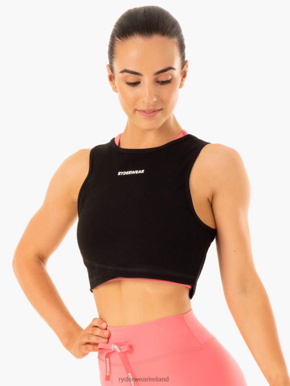 Ryderwear Replay Cross Over Tank Black Women Clothing 4Z2T924