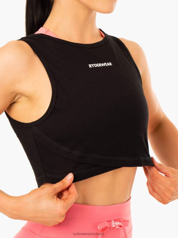 Ryderwear Replay Cross Over Tank Black Women Clothing 4Z2T924