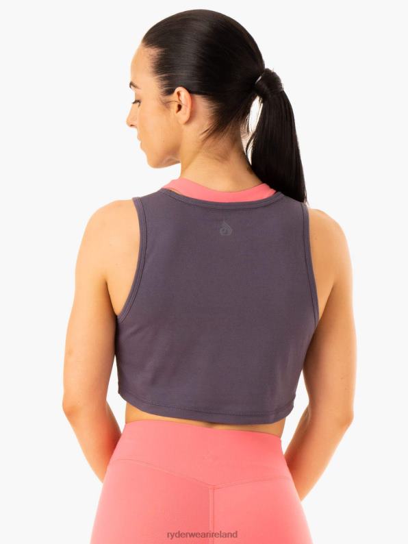 Ryderwear Replay Cross Over Tank Charcoal Women Clothing 4Z2T922