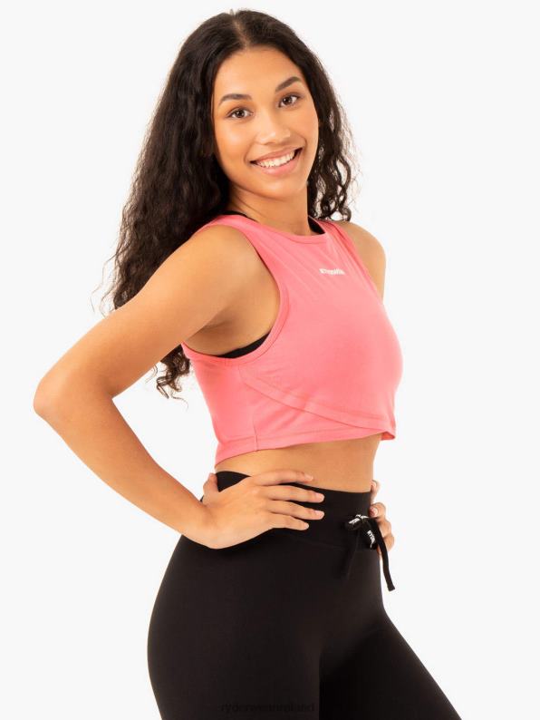 Ryderwear Replay Cross Over Tank Coral Women Clothing 4Z2T921