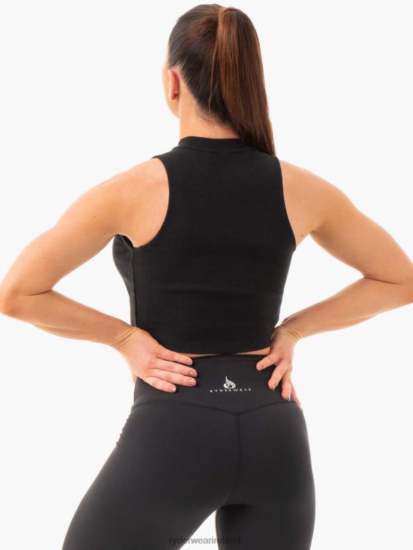 Ryderwear Ribbed Crop Tank Black Women Clothing 4Z2T1089