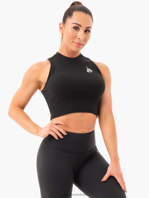 Ryderwear Ribbed Crop Tank Black Women Clothing 4Z2T1089