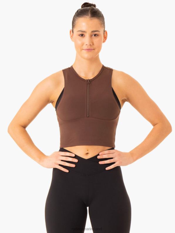 Ryderwear Embody Zip Up Crop Chocolate Women Clothing 4Z2T870